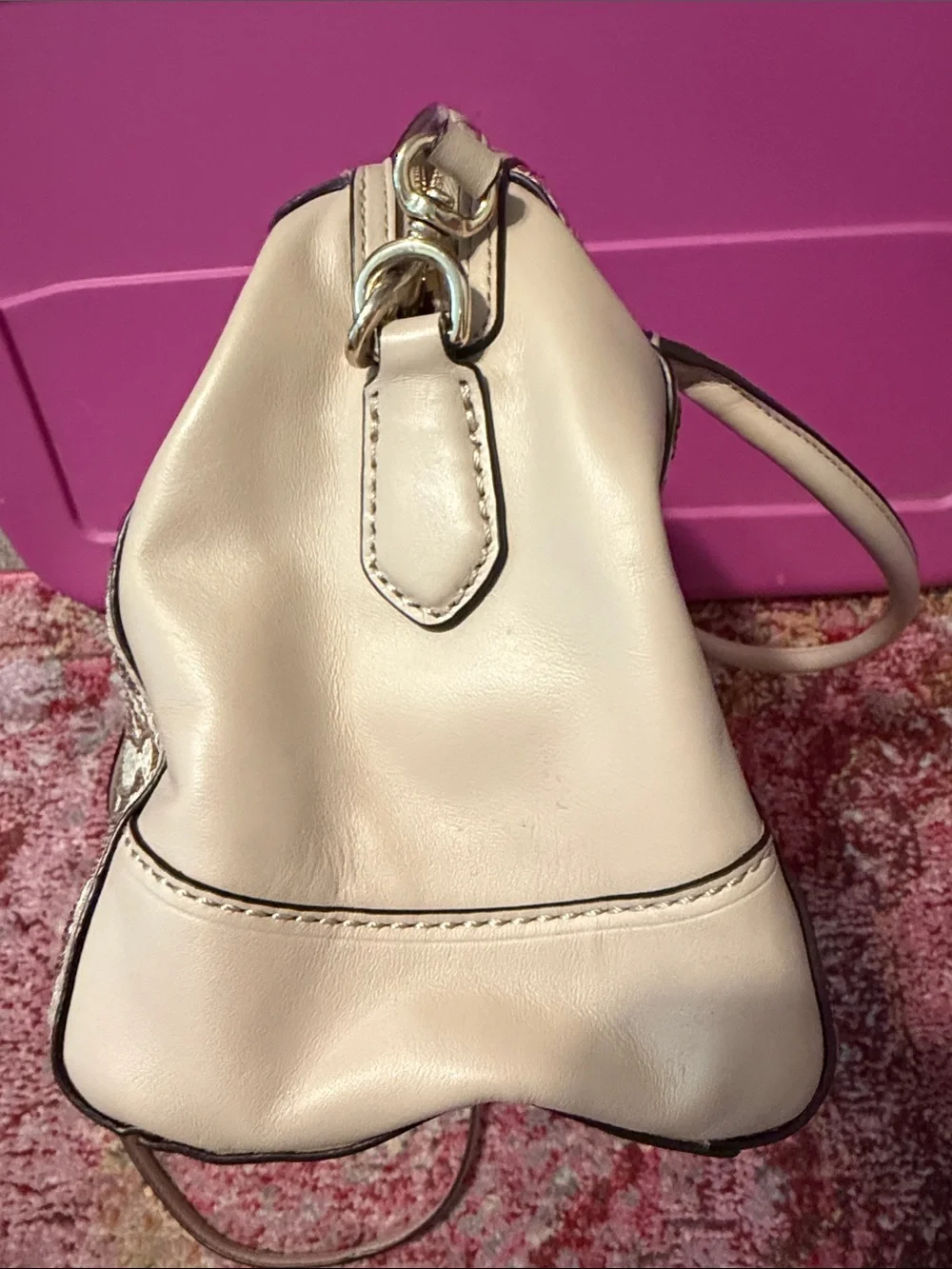 COACH Sequin-Embellished Cream Dome Satchel